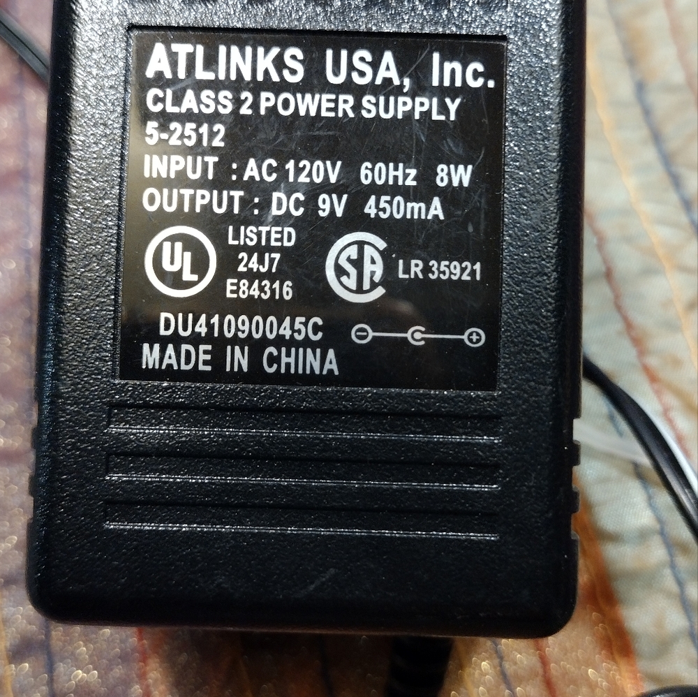 ATLINKS USA Class 2 Power Supply Model # 5-2512. ( OUTPUT 9V ) - Picture 2 of 4